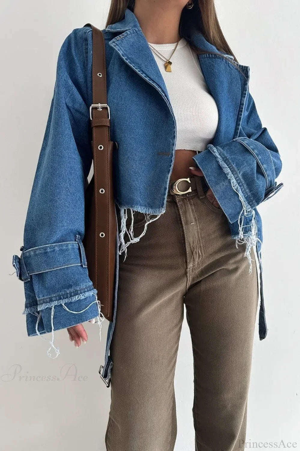 Distressed Lapel Denim Chic Jacket image 2