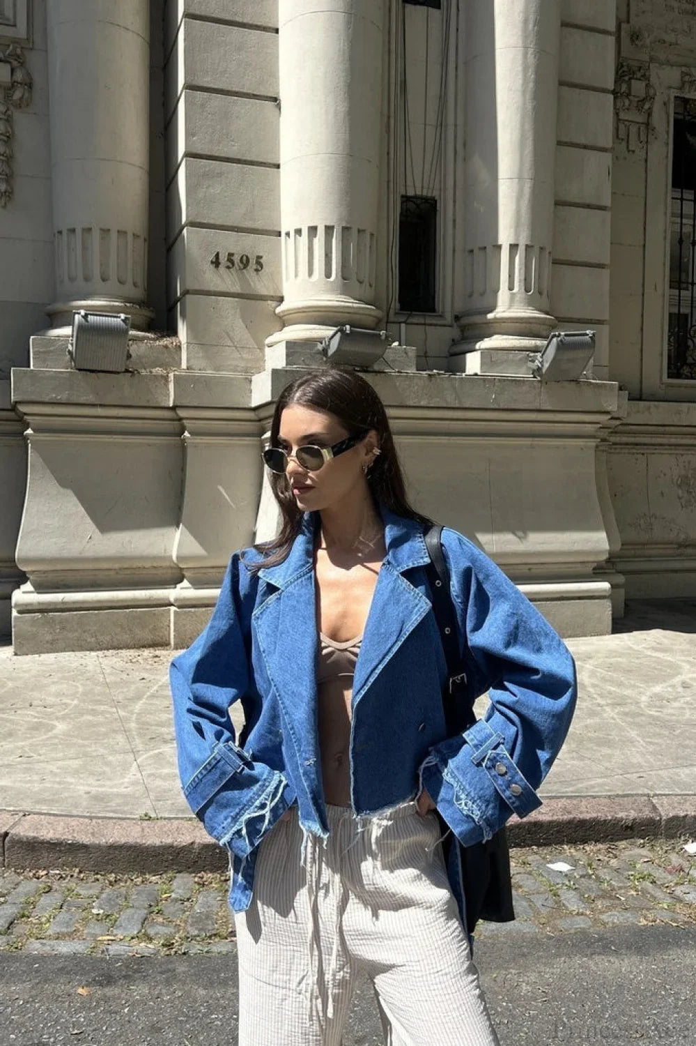 Distressed Lapel Denim Chic Jacket image 5