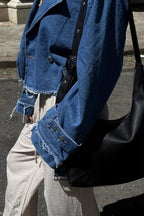 Distressed Lapel Denim Chic Jacket image 4