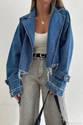 Distressed Lapel Denim Chic Jacket image 1