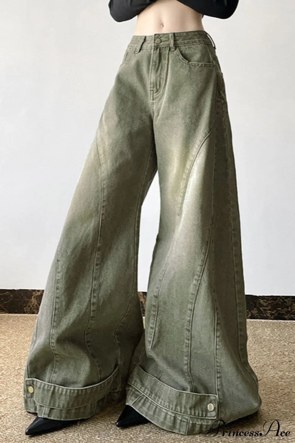 Distressed Low Waist Flared Wide Leg Jeans image 2