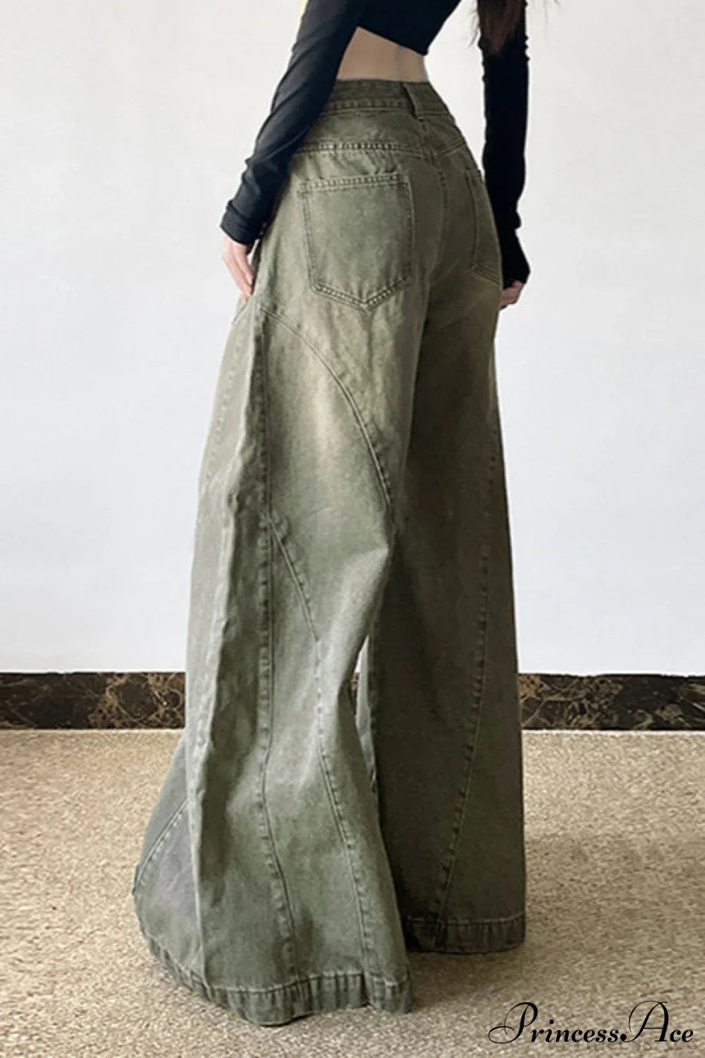 Distressed Low Waist Flared Wide Leg Jeans image 4