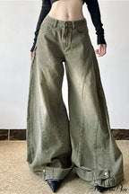 Distressed Low Waist Flared Wide Leg Jeans image 1