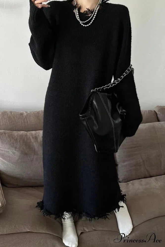 Distressed Raw Edge Knit Dress image 13