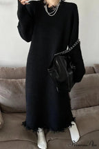 Distressed Raw Edge Knit Dress image 13