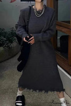 Distressed Raw Edge Knit Dress image 8