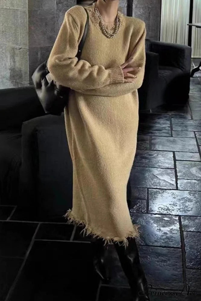 Distressed Raw Edge Knit Dress image 12