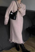 Distressed Raw Edge Knit Dress image 6