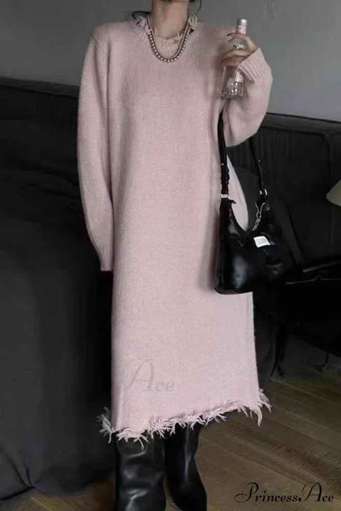 Distressed Raw Edge Knit Dress image 5