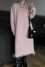 Distressed Raw Edge Knit Dress image 5