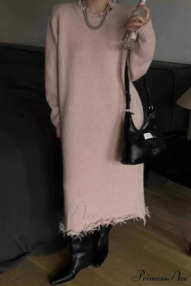 Distressed Raw Edge Knit Dress image 4