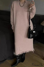 Distressed Raw Edge Knit Dress image 4