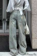 Distressed Ripped Relaxed Curved Leg Jeans image 3