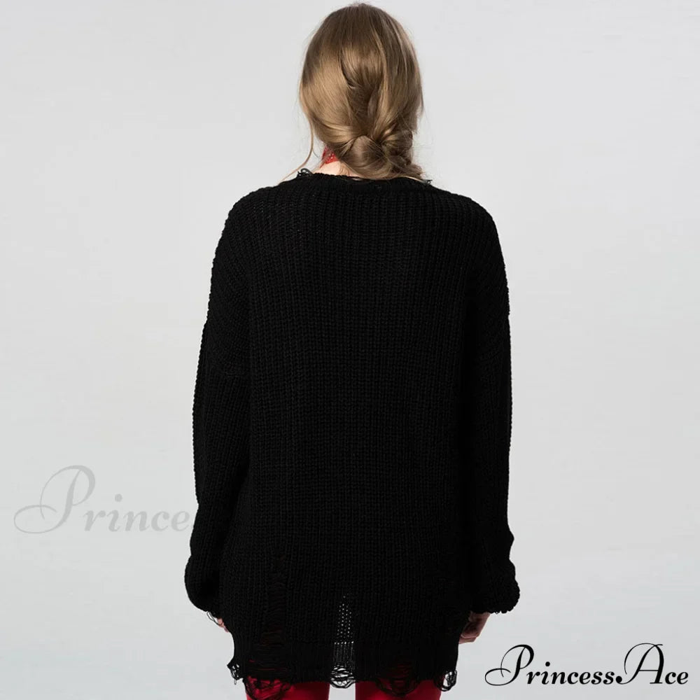 Distressed Striped Graceful Knit Top image 3