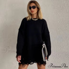 Distressed Striped Graceful Knit Top image 2