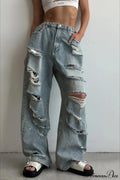 Distressed Washed Floor Length Street Jeans image 1
