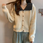 Doll Neck Single Breasted Loose Knit Cardigan image 6