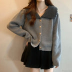Doll Neck Single Breasted Loose Knit Cardigan image 5