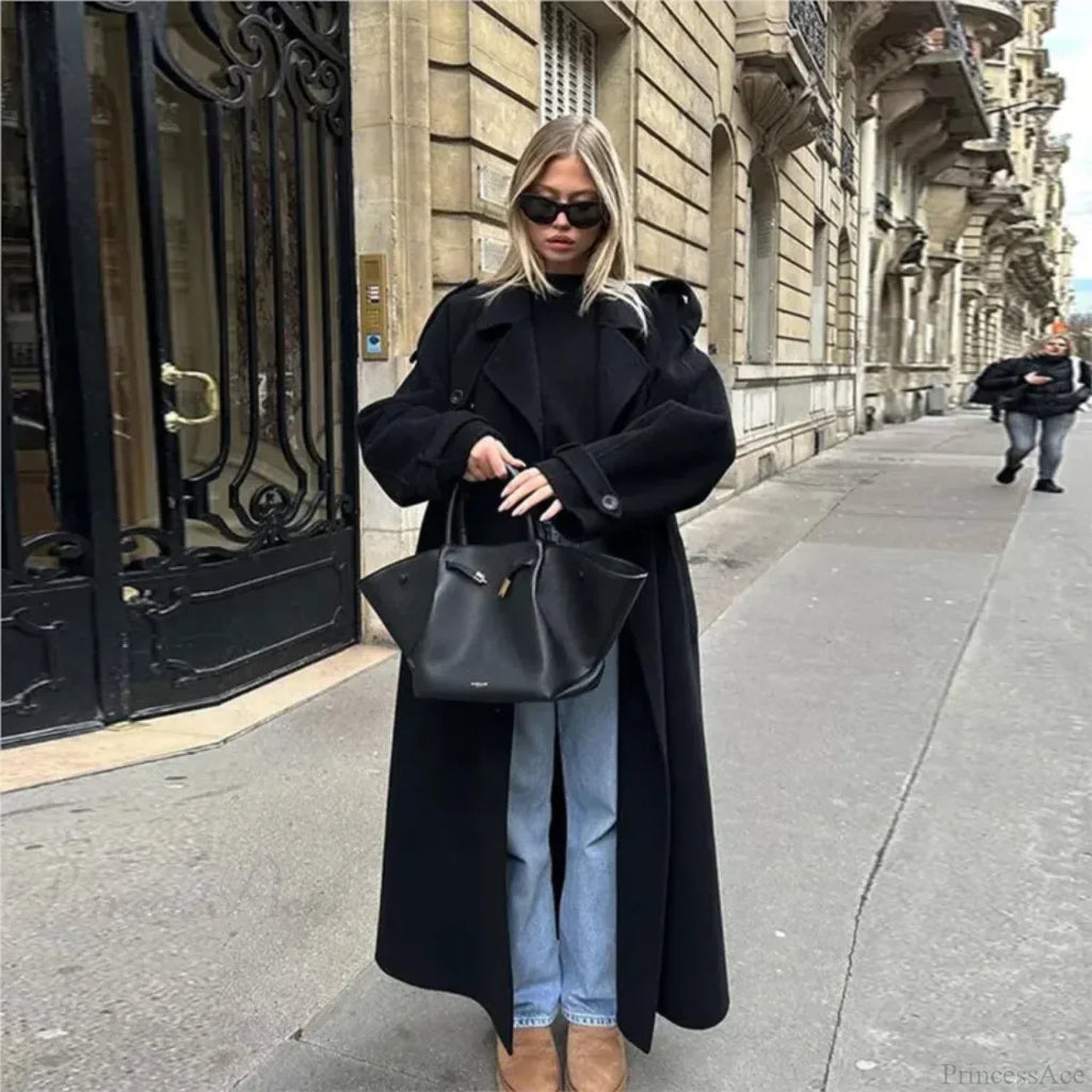 Double-Breasted Belted Oversized Overcoat image 5