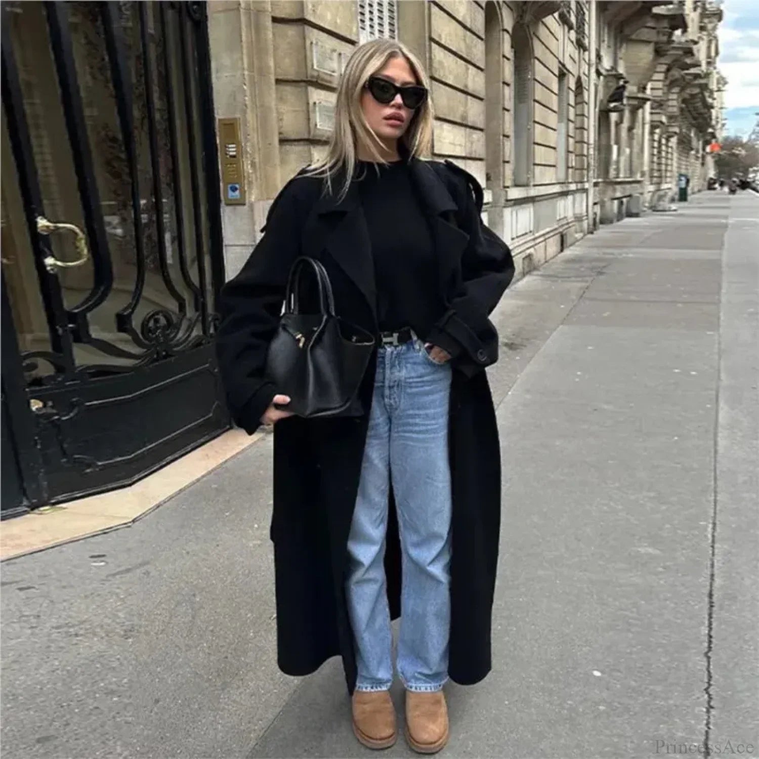 Double-Breasted Belted Oversized Overcoat image 3