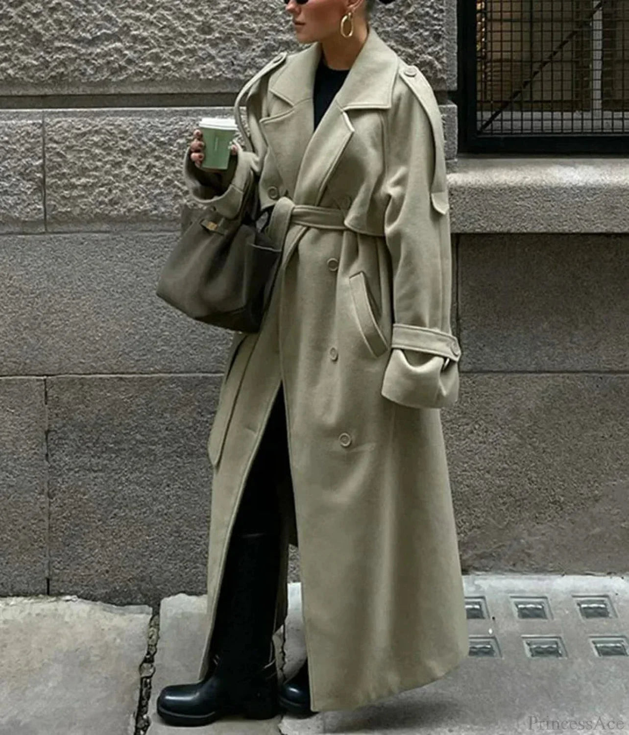 Double-Breasted Wool Belted Overcoat image 2