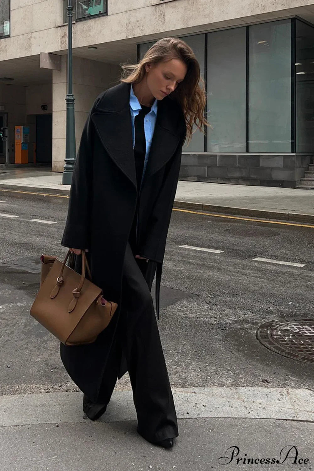 Double Faced Wool Raglan Sleeve Loose Overcoat image 7