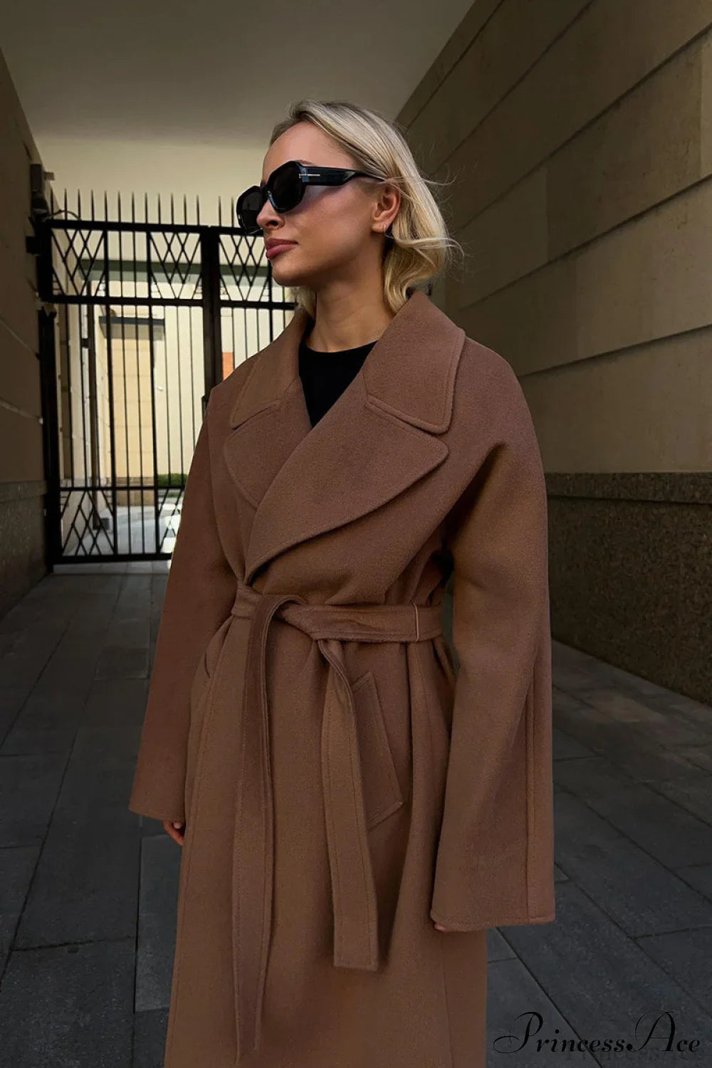 Double Faced Wool Raglan Sleeve Loose Overcoat image 4