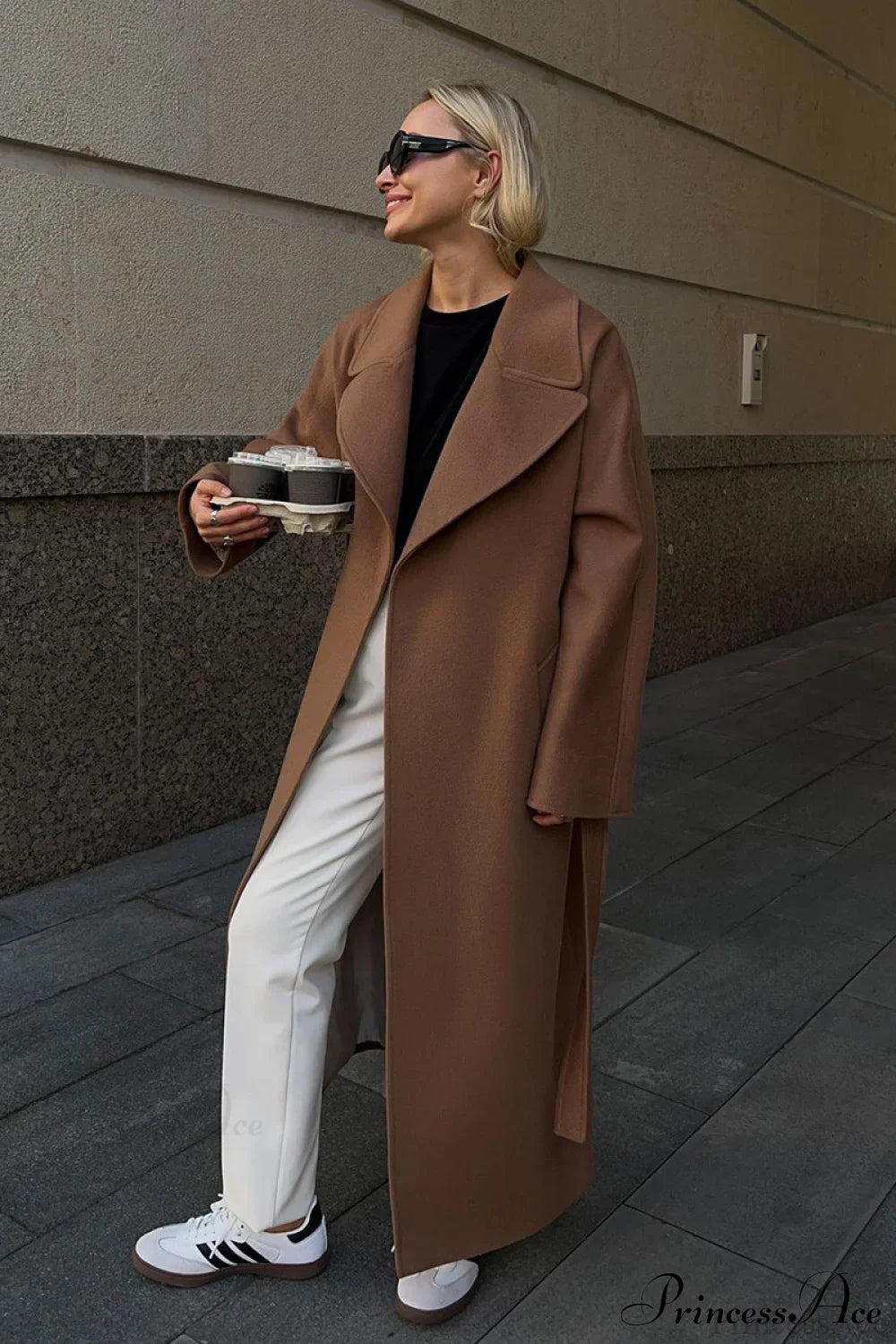 Double Faced Wool Raglan Sleeve Loose Overcoat image 1