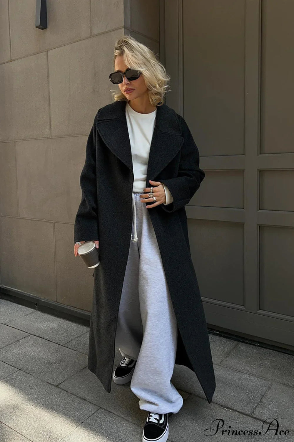 Double Faced Wool Raglan Sleeve Loose Overcoat image 5