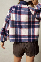 Double-Fleece Plaid Wool Long Sleeve Jacket image 3