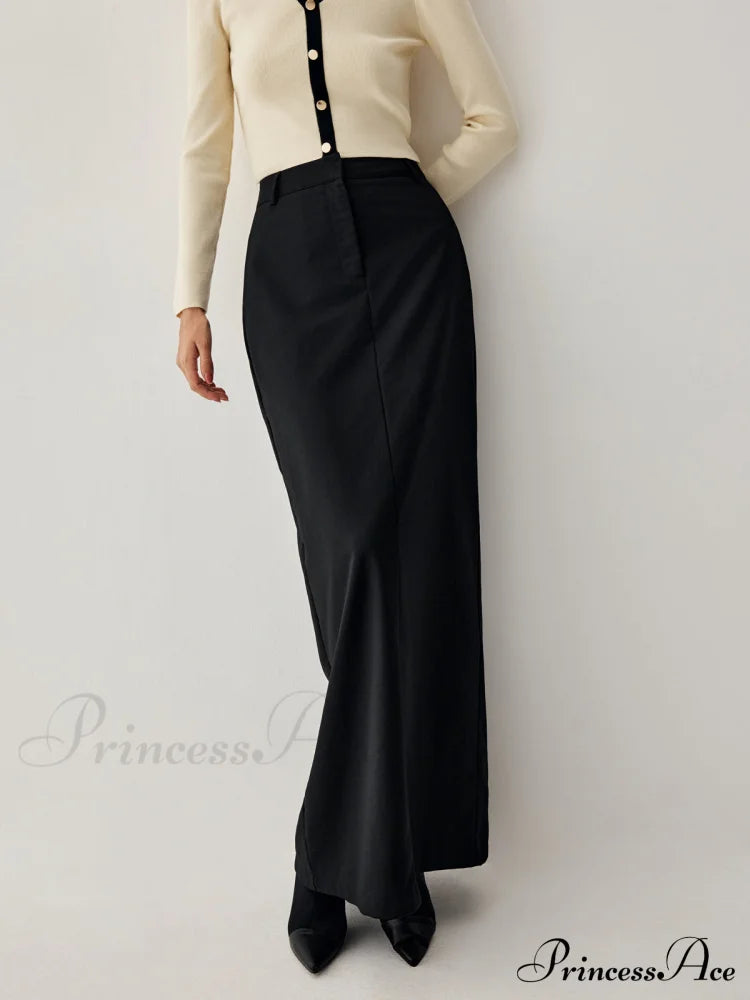 Double Pockets High Trendy Waist Maxi Skirt image 1