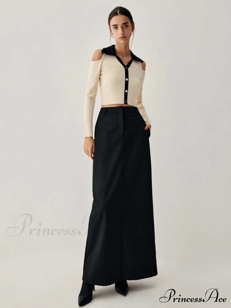 Double Pockets High Trendy Waist Maxi Skirt image 4