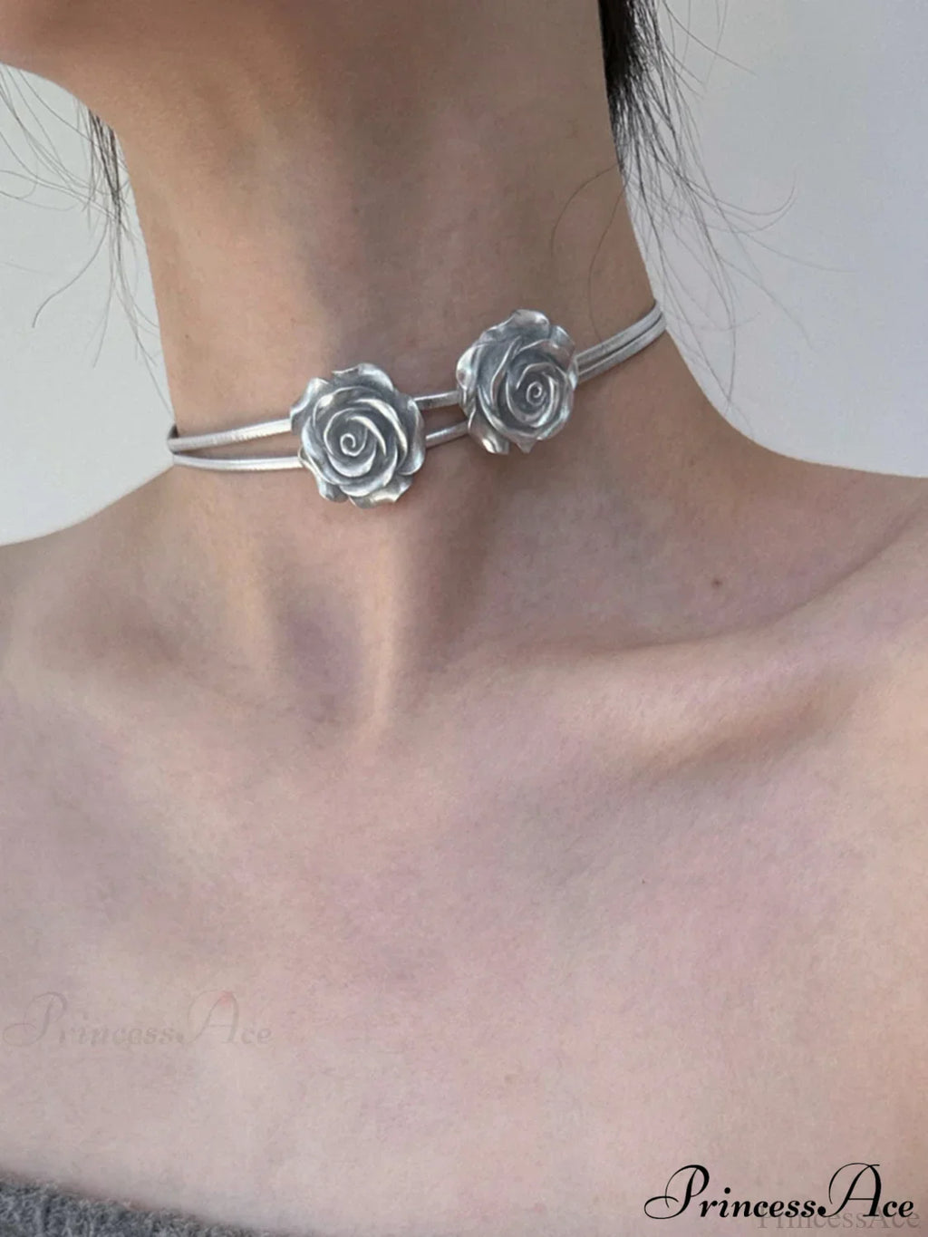 Double Rose Graceful Decor Necklace image 1