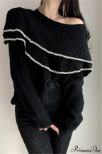 Double Ruffled Off-Shoulder French Vintage Knit Top image 6