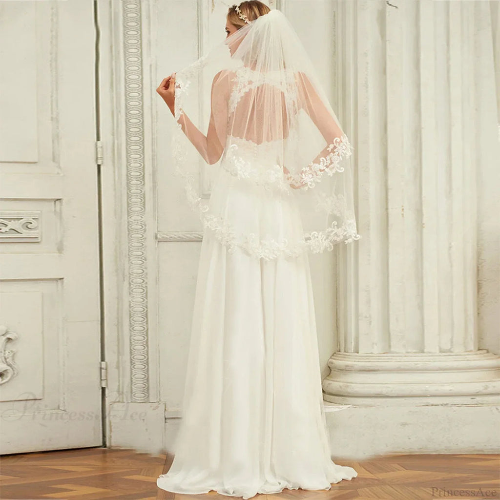 Double Strap Deep V-Neck Lace Wedding Dress image 2