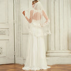 Double Strap Deep V-Neck Lace Wedding Dress image 2