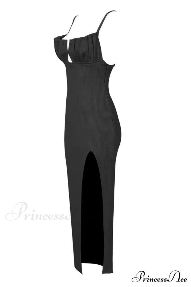 Draped Bustier Stylish Ribbed Midi Dress image 19