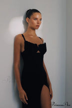 Draped Bustier Stylish Ribbed Midi Dress image 3