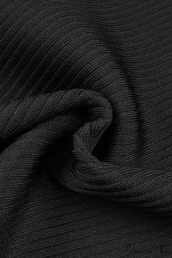 Draped Bustier Stylish Ribbed Midi Dress image 21