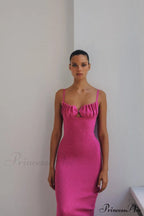 Draped Bustier Stylish Ribbed Midi Dress image 11