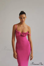 Draped Bustier Stylish Ribbed Midi Dress image 10