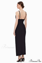 Draped Bustier Stylish Ribbed Midi Dress image 7