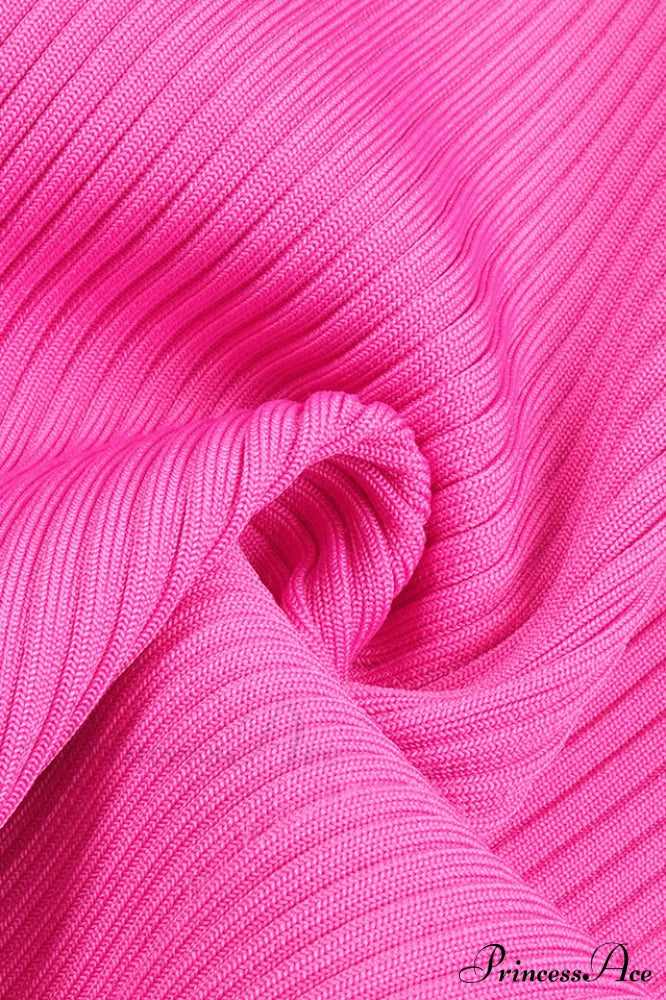 Draped Bustier Stylish Ribbed Midi Dress image 17