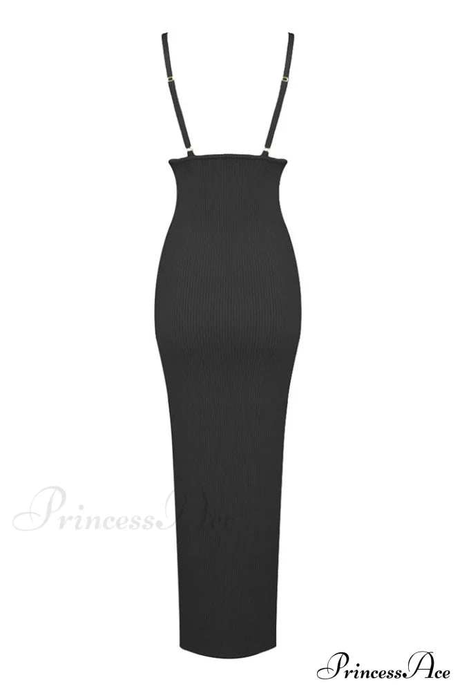 Draped Bustier Stylish Ribbed Midi Dress image 20
