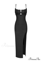 Draped Bustier Stylish Ribbed Midi Dress image 18