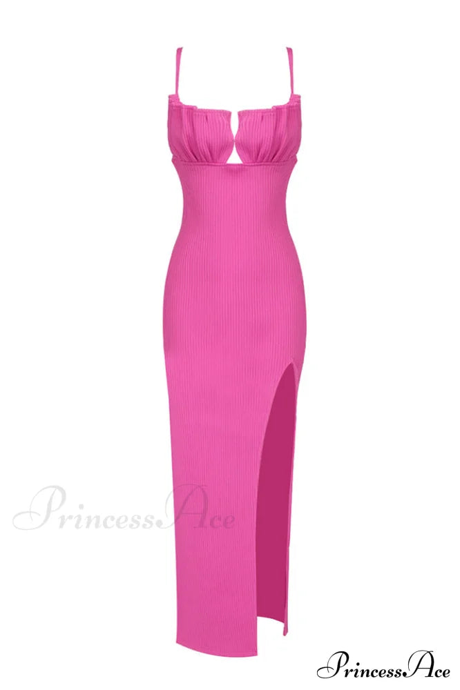 Draped Bustier Stylish Ribbed Midi Dress image 14
