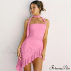 Draped Frill Stylish Tube Mini Dress image 8