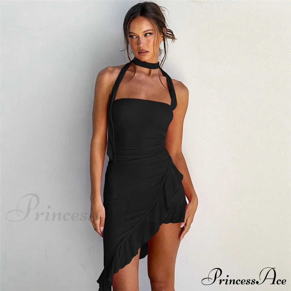 Draped Frill Stylish Tube Mini Dress image 11