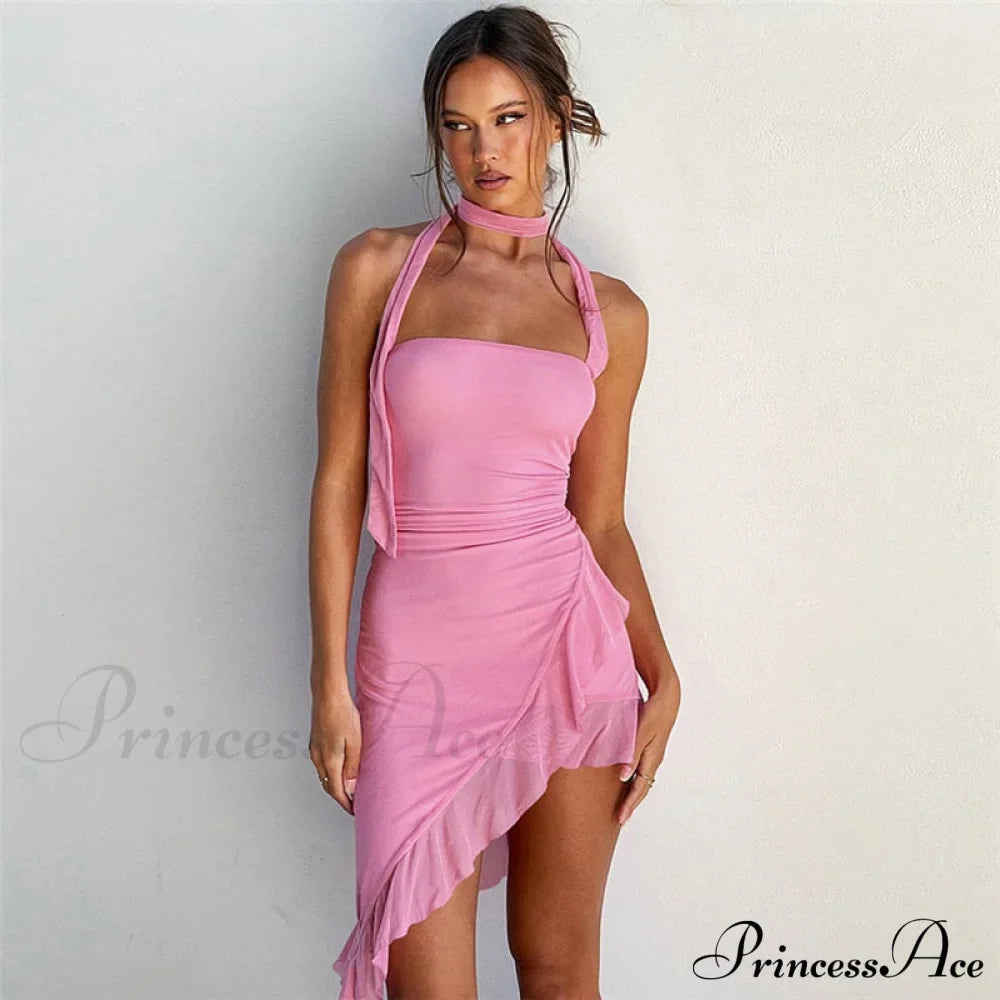 Draped Frill Stylish Tube Mini Dress image 9