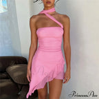 Draped Frill Stylish Tube Mini Dress image 1